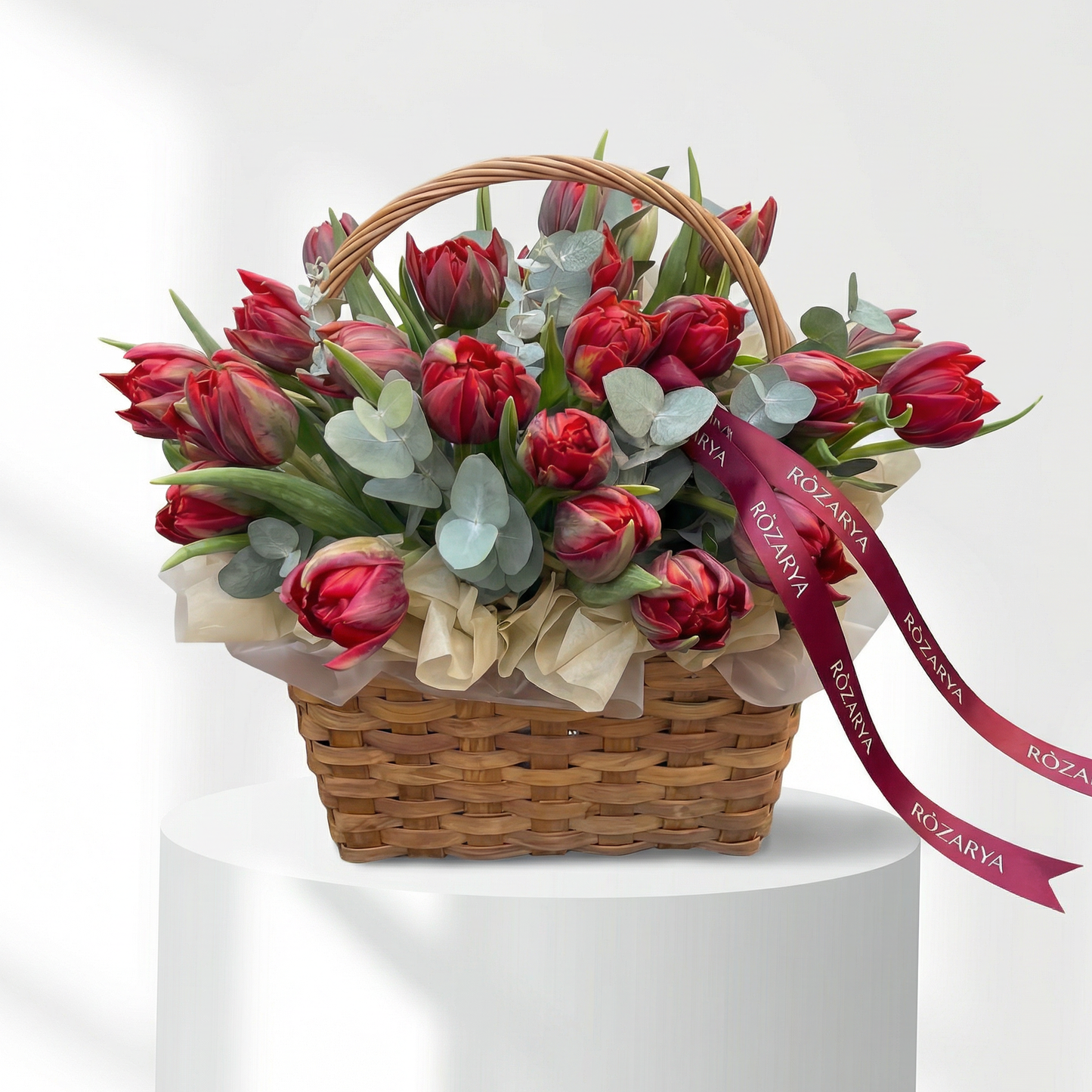 Crimson Tulip Elegance Basket