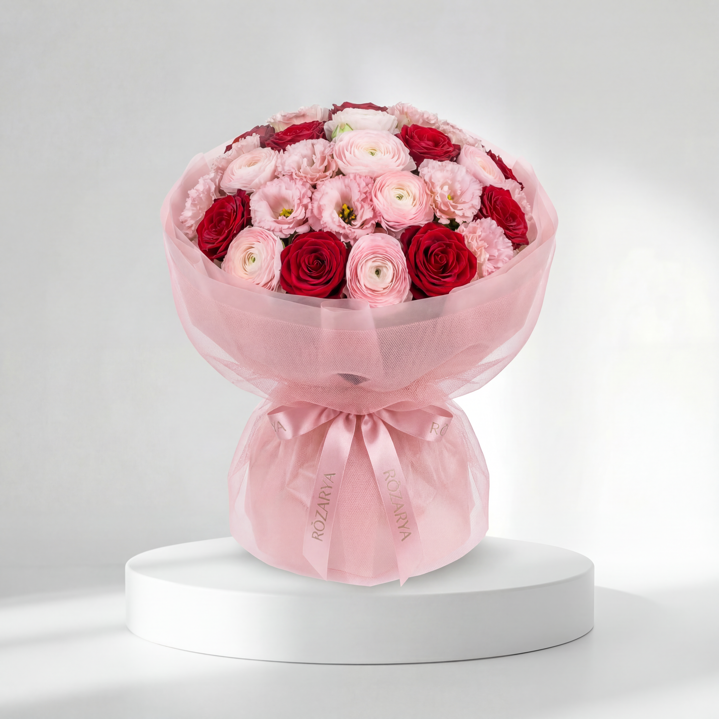 The Crimson Rose & Blush Ranunculus Romance