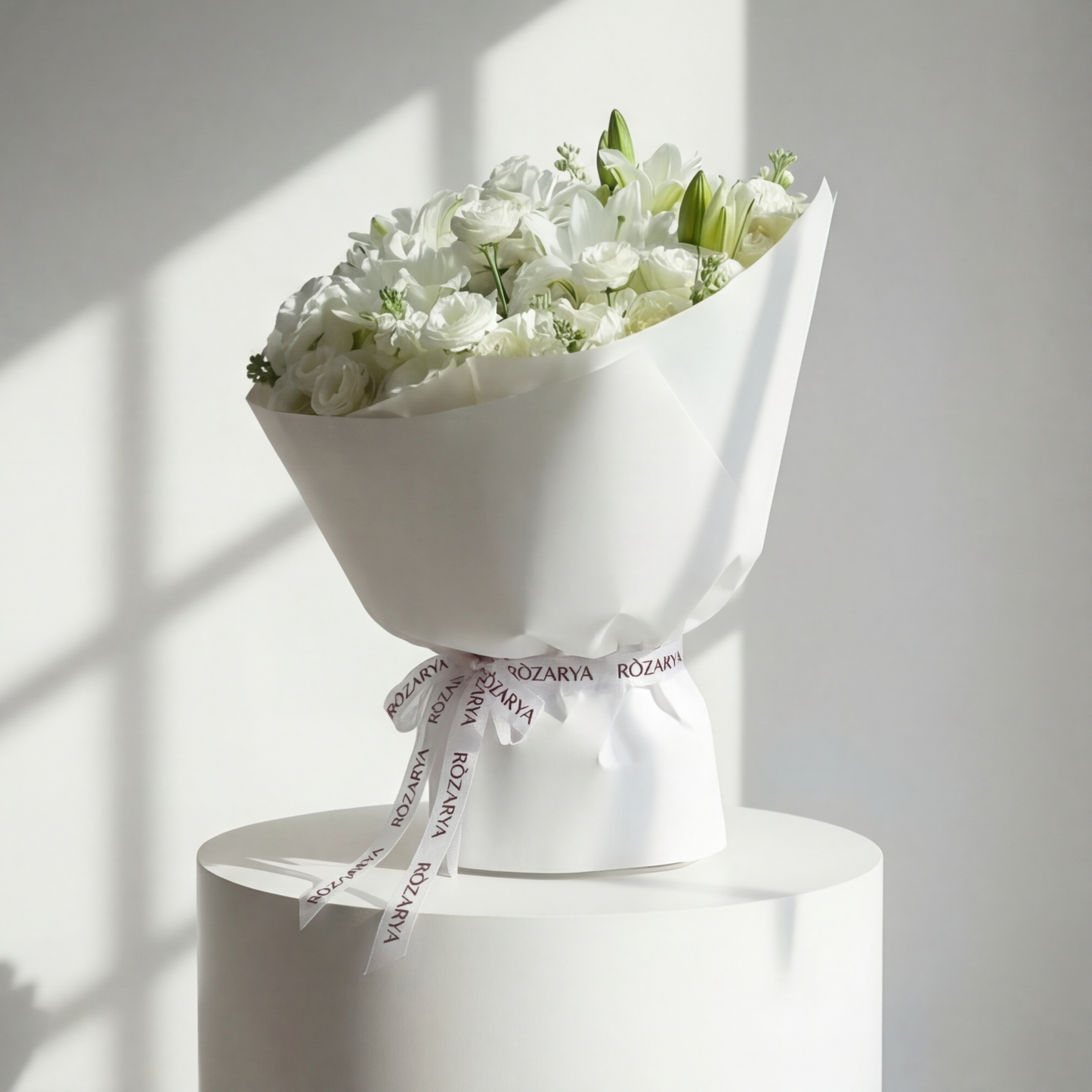 The Ivory Lily, Lisianthus, and Rose Serenity