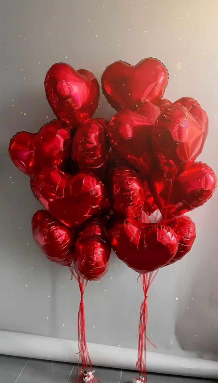 Volume Red Foil Heart Balloons