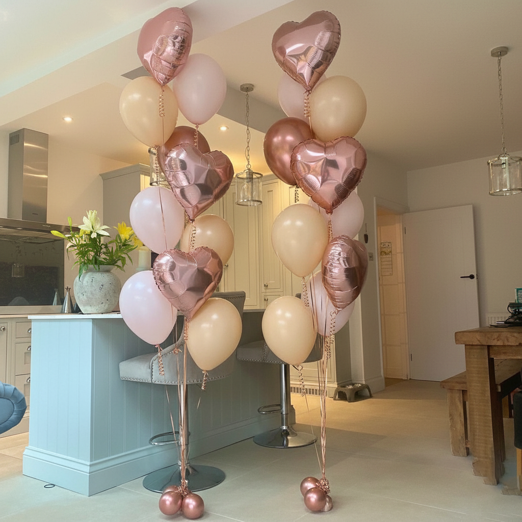Elegant Blush & Rose Gold Heart Balloons