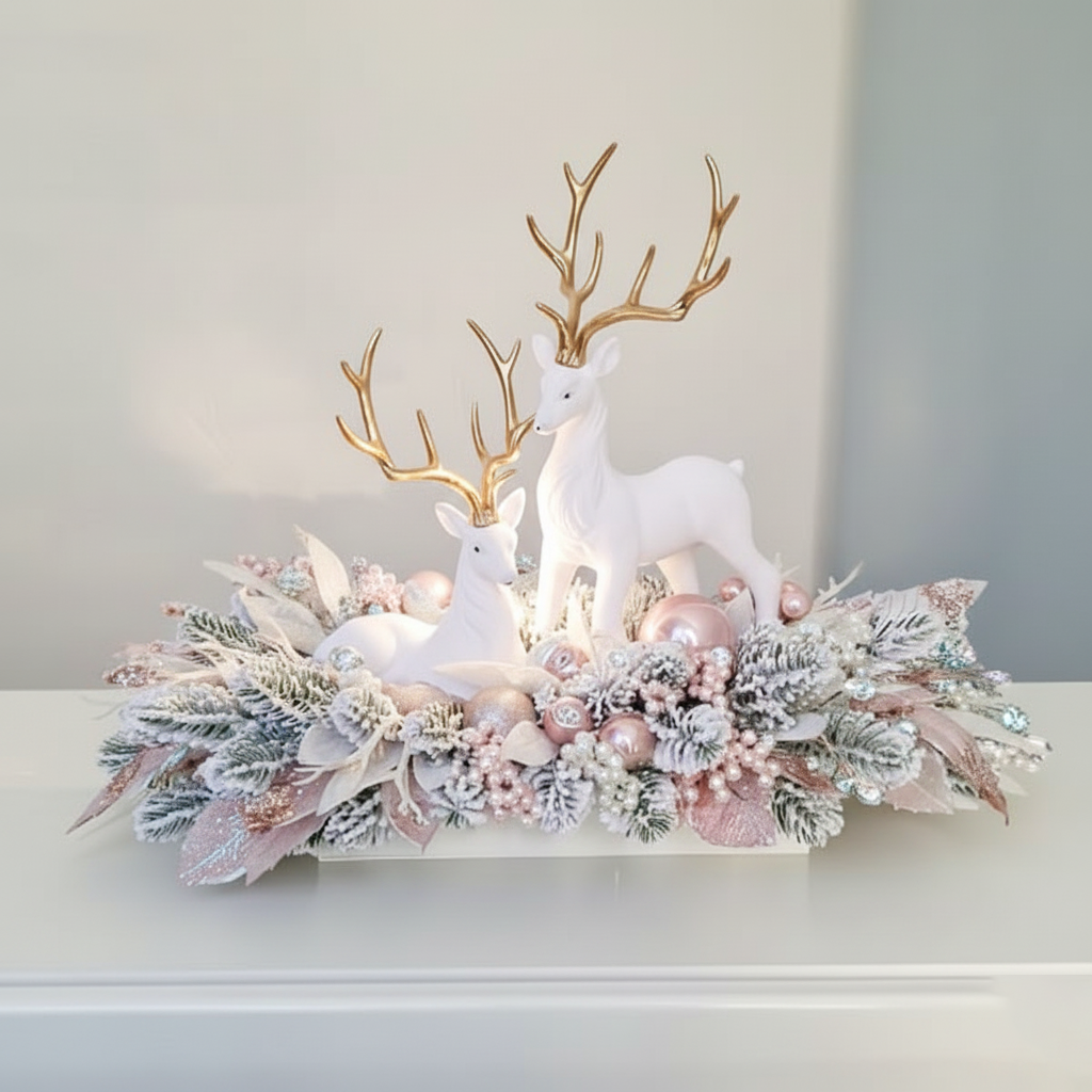 Winter Blush Deer Centerpiece