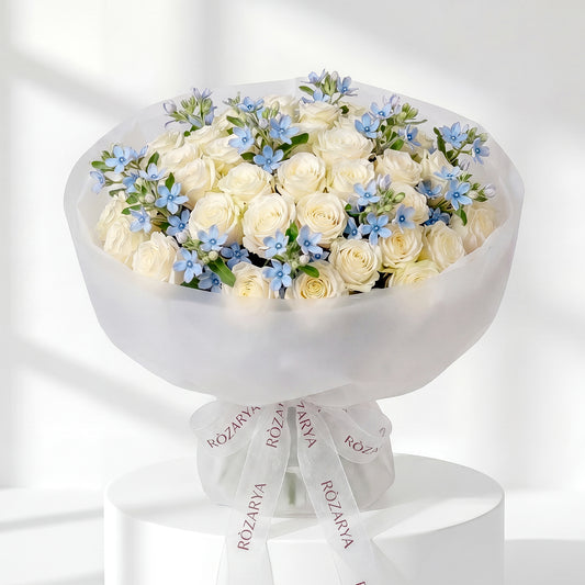 The Azure & Cream Elegance Bouquet