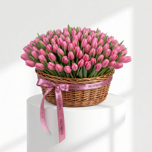 Pink Tulip Paradise Basket