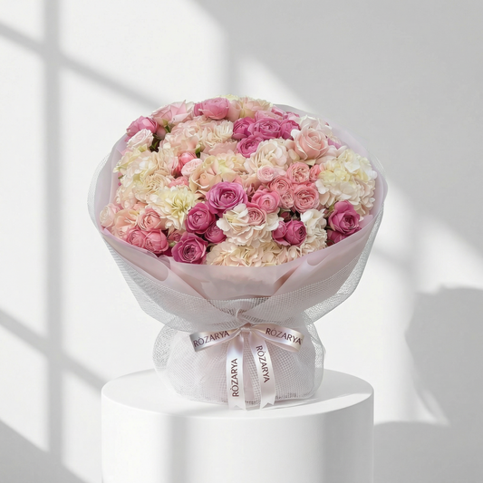 The Sunset Serenity: Mixed Pastel Rose Bouquet