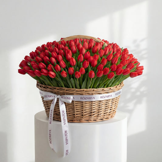 Crimson Tulip Grandeur Basket