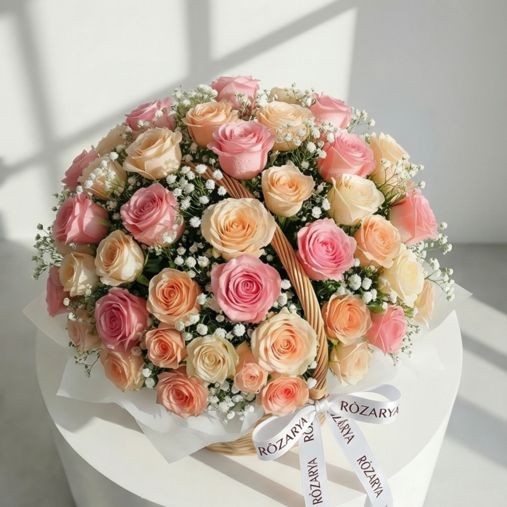 Luxury Peach and Pink Rose Arrangement