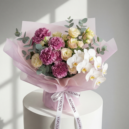 The Vintage Charm Bouquet: Lavender Carnation