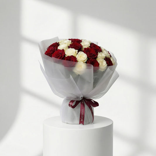 The Crimson & Cream Contrast Bouquet