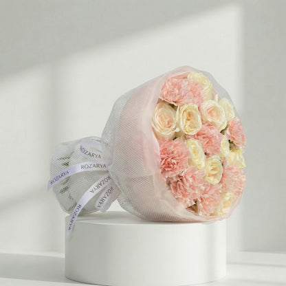 The Pastel Perfection: Peach & Cream Mixed Bouquet