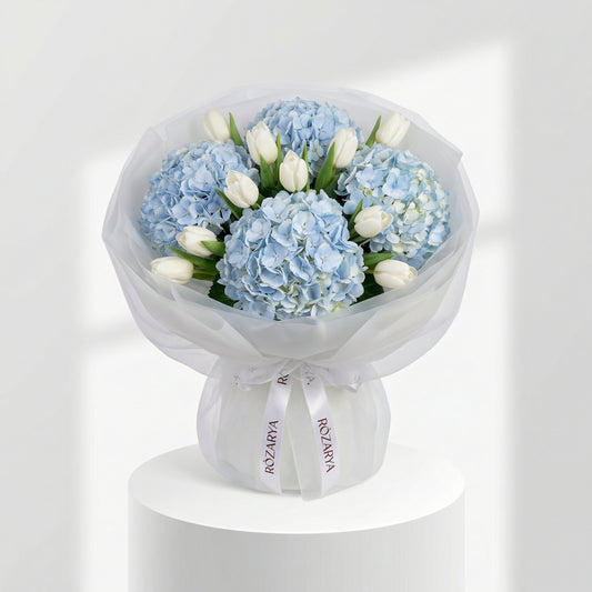 Pastel Serenity White Tulips & Pink Hyacinth Bouquet