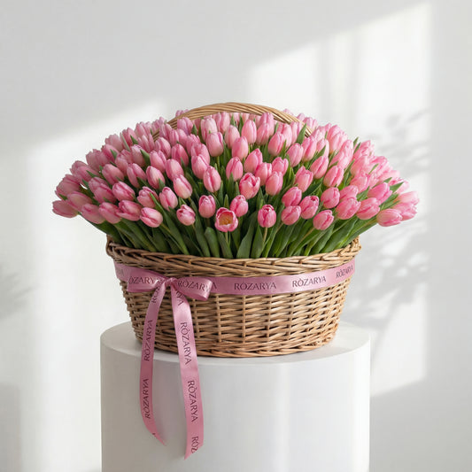 Blush Tulip Grandeur Basket
