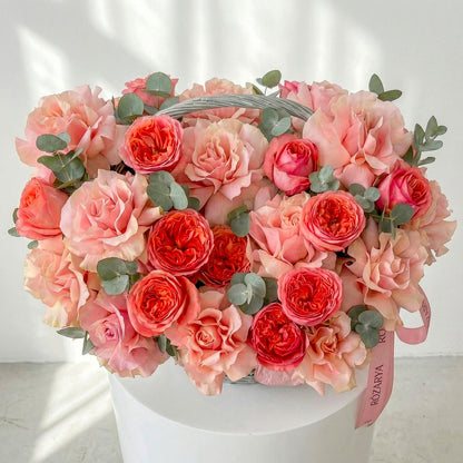 Pink Champagne Rose Basket