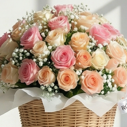 Luxury Peach and Pink Rose Arrangement