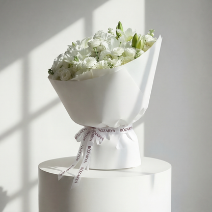 The Ivory Lily, Lisianthus, and Rose Serenity