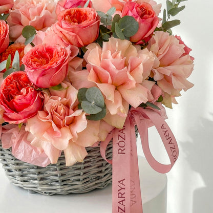 Pink Champagne Rose Basket