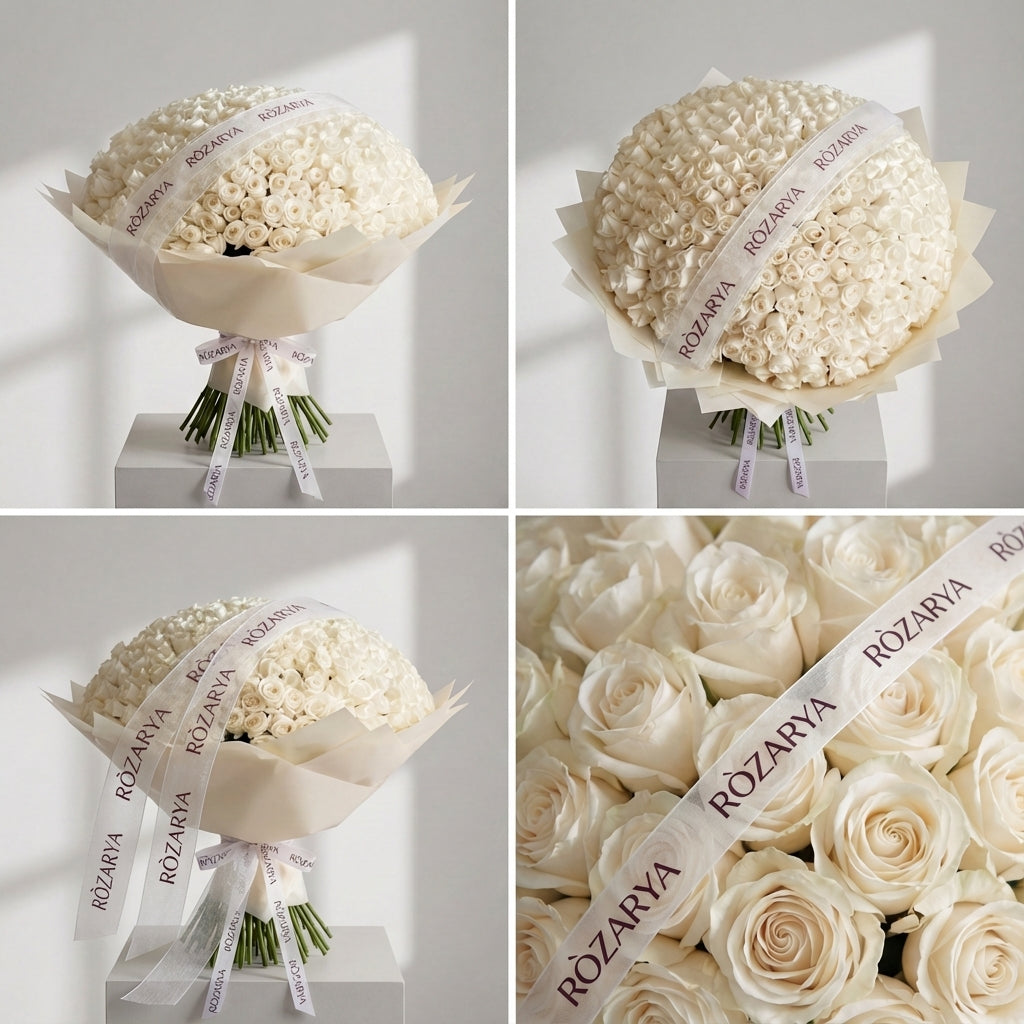 The Majestic Ivory Rose Hemisphere