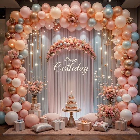 Enchanting Pastel Organic Balloon Arch with Florals
