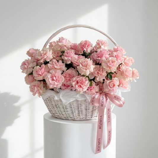 Blush Rose Basket Elegance
