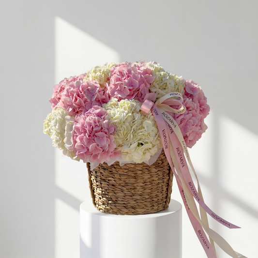 Cotton Blush Hydrangea Basket