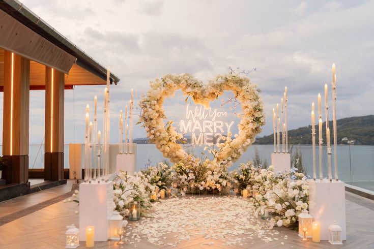 Cloud Nine White Floral Proposal Arch