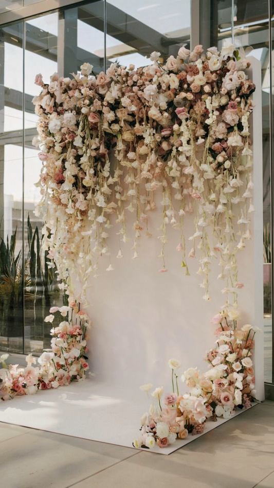 Cascading Blush Pink & White Floral Wall Photozone