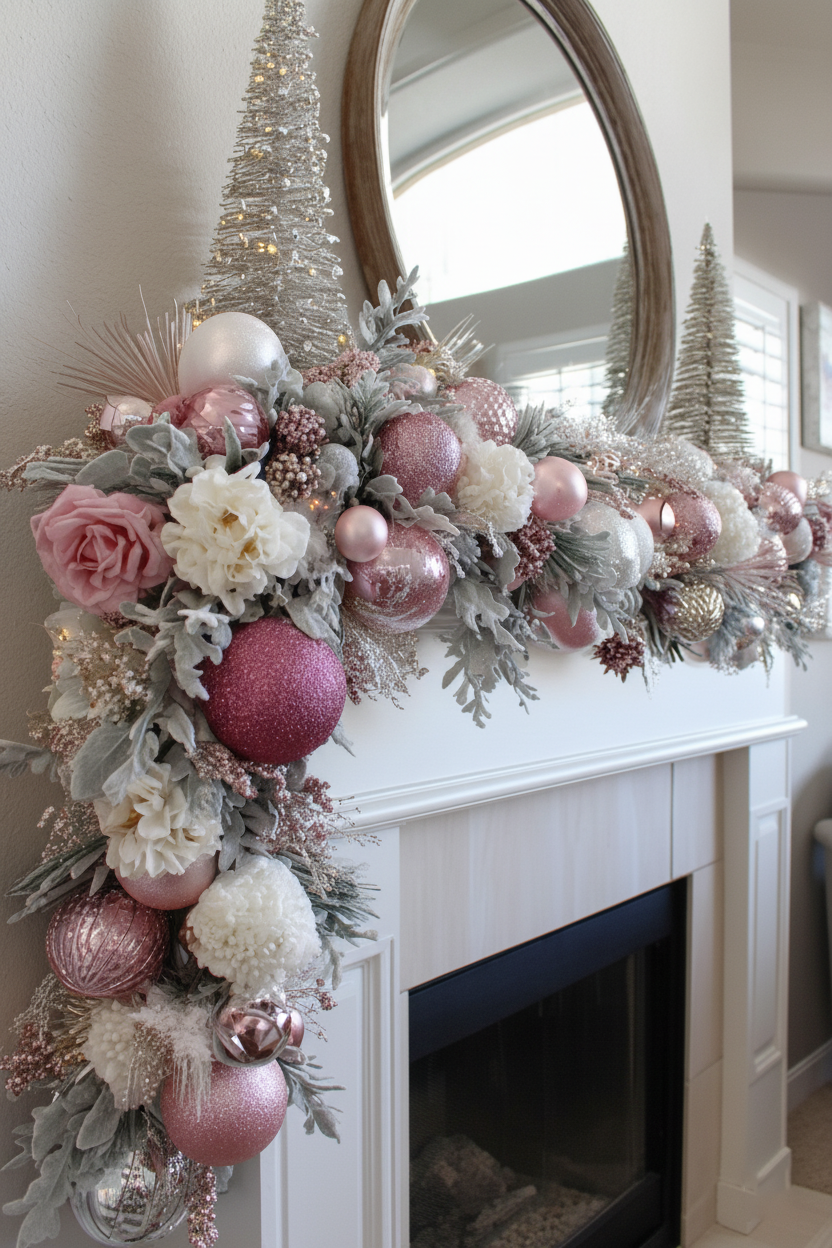 Rose Quartz & Silver Glamour Mantel Set