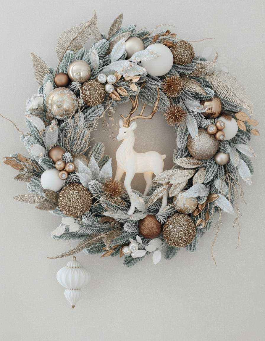 Champagne & Ivory Stag Wreath