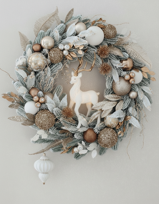 Champagne & Ivory Stag Wreath