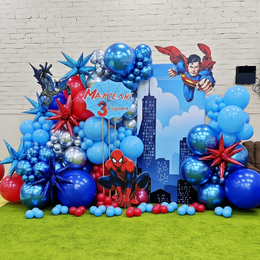 Epic Superhero Cityscape Balloon Arch