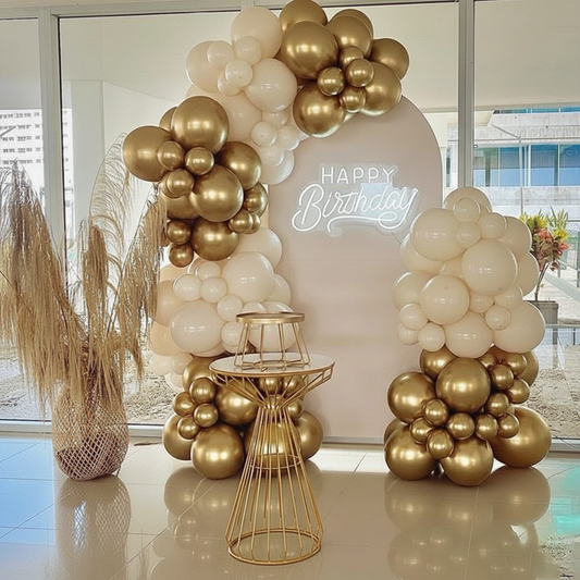 Minimalist Champagne Gold and Cream Balloon Backdrop