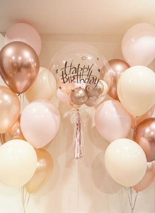 Personalized Champagne & Rose Gold Jumbo Birthday Balloons