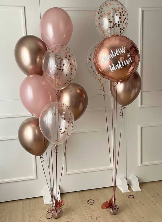 Rose Gold & Confetti Celebration Bouquets