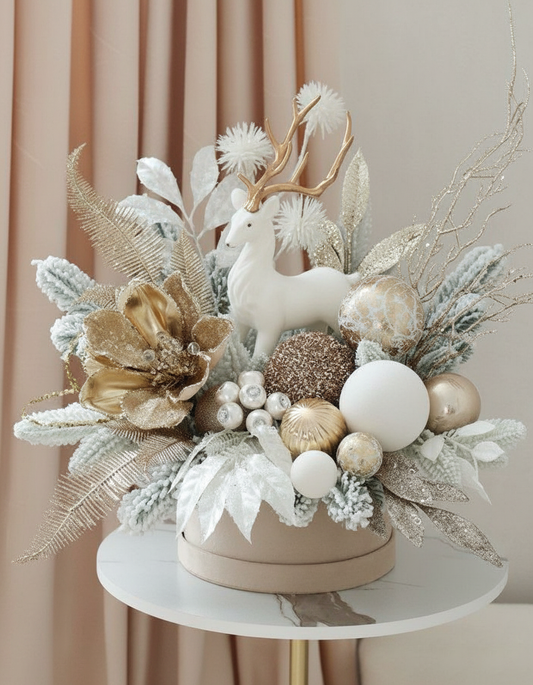 Opulent White & Gold Stag Display Box