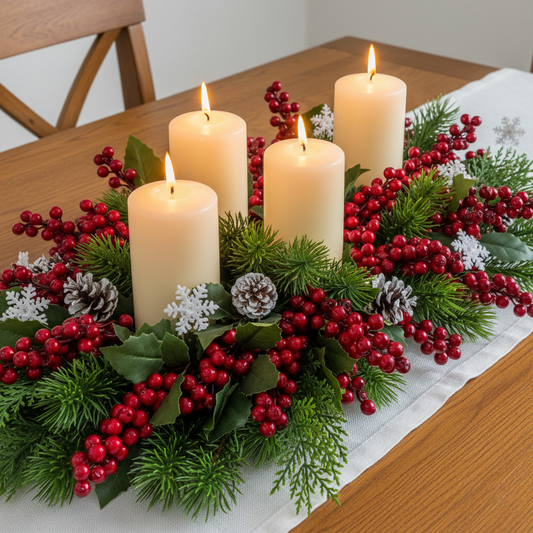 Classic Holly & Pine Advent Centerpiece