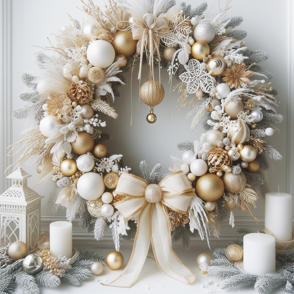 Opulent White & Gold Winter Wreath
