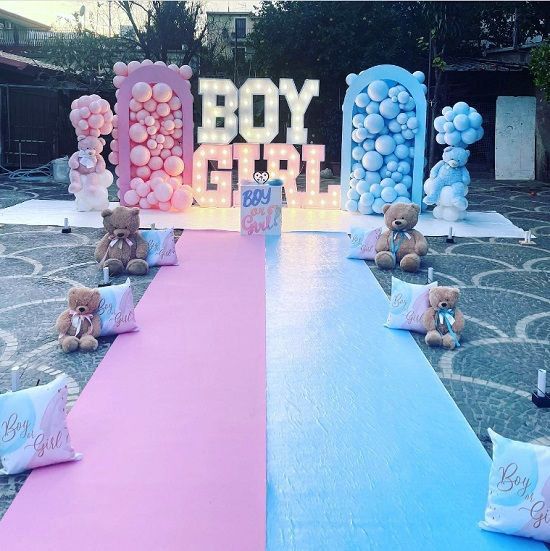 Grand Outdoor Pink & Blue Gender Reveal Aisle