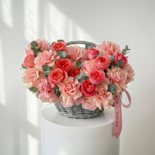 Pink Champagne Rose Basket