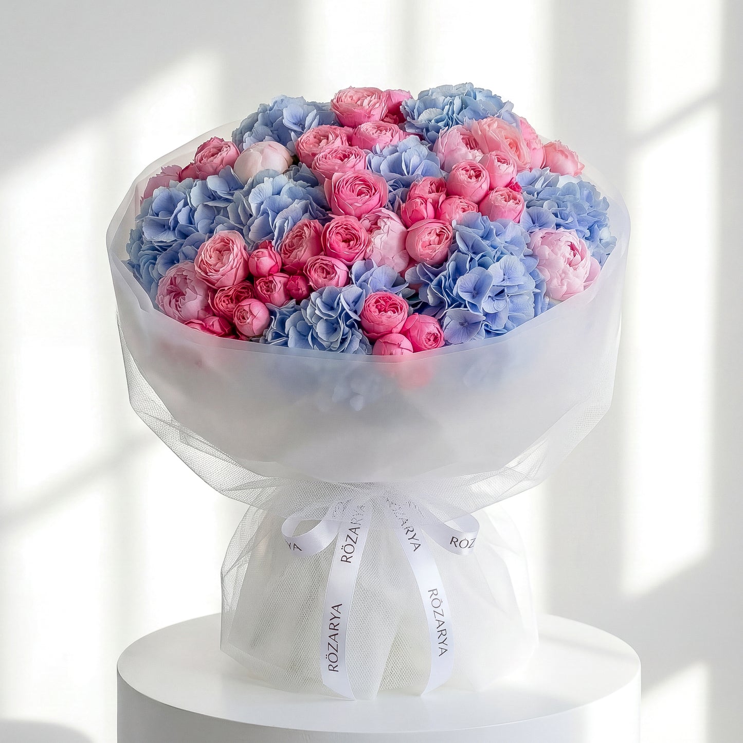 The Cotton Candy Dream: Blue & Pink Rose Bouquet