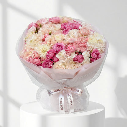 The Sunset Serenity: Mixed Pastel Rose Bouquet