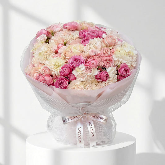The Sunset Serenity: Mixed Pastel Rose Bouquet
