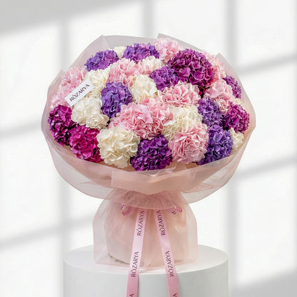 Velvet Pastel Hydrangea Dream Bouquet