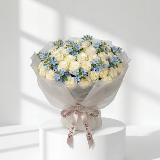The Azure & Cream Elegance Bouquet