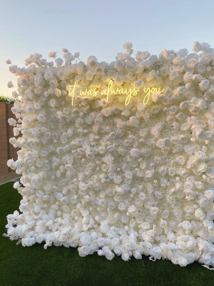 "It Was Always You" White Rose Neon Wall