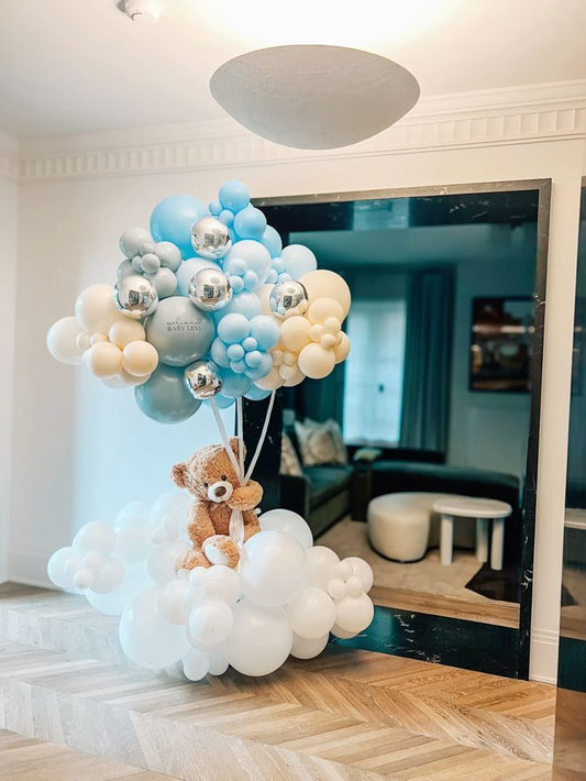 Personalized Blue & White "Welcome Baby" Cloud Display
