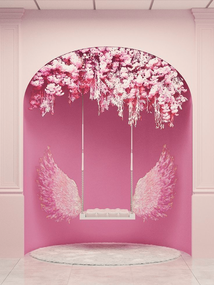 Whimsical Pink Floral Swing Photozone